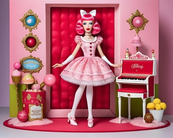 Charming Doll in Whimsical Fairytale Setting