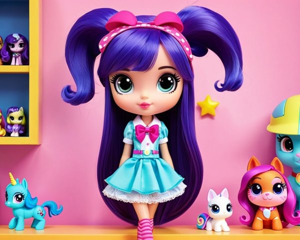 Vibrant Doll with Playful Hairstyle and Pastel Outfit