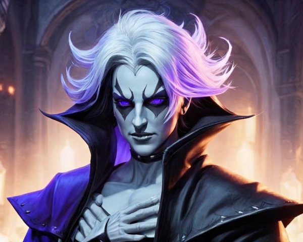Mysterious Figure in Gothic Setting with Dramatic Features