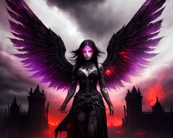 Powerful Figure in Fiery Dystopian Setting
