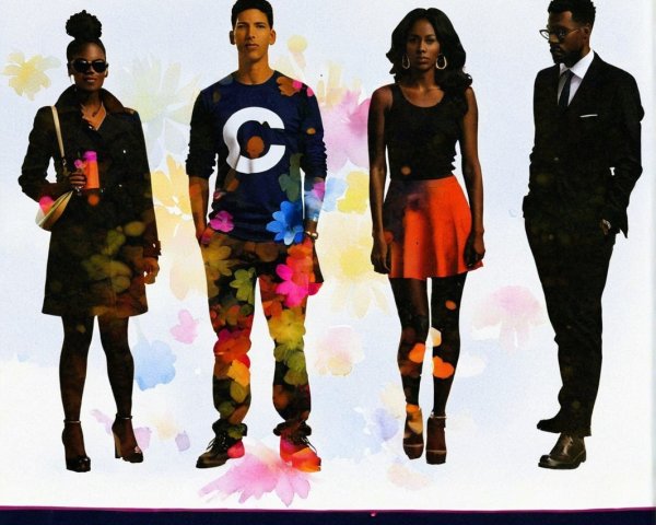 Stylish Individuals Against a Vibrant Floral Background