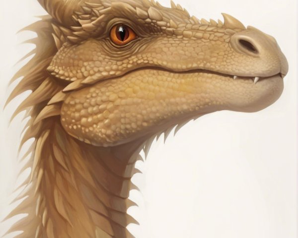 Close-Up of a Dragon's Head with Golden Scales