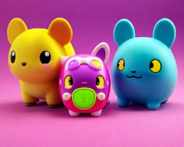 Cartoon Characters on Purple Background with Playful Vibe
