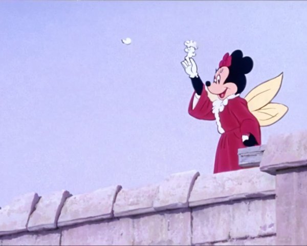 Cartoon Character with Fairy Wings on Stone Wall