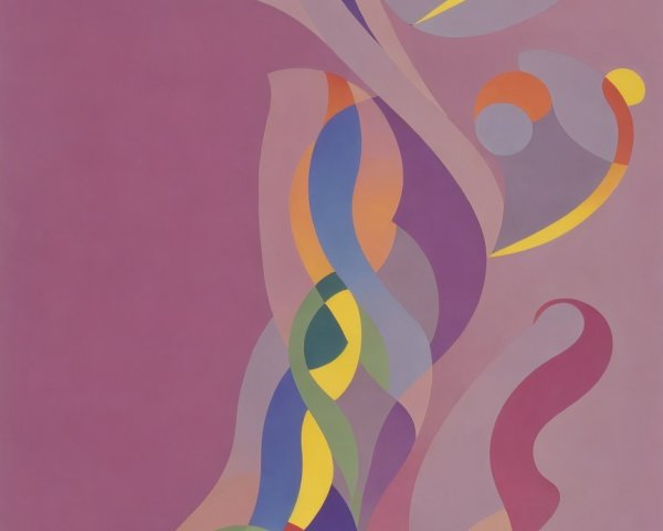 Abstract Composition of Fluid Shapes in Vibrant Colors