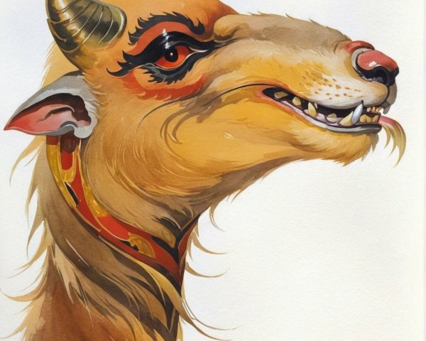 Stylized Anthropomorphic Goat Creature Description