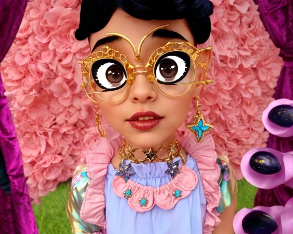 Charming Doll with Stylish Glasses and Elegant Outfit