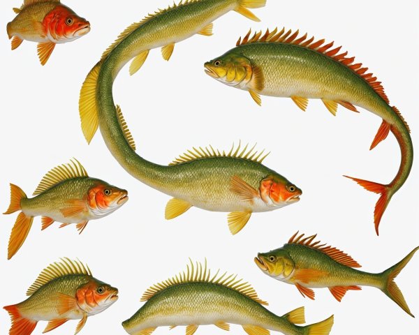 Colorful Perch and Bass Fish Illustrations