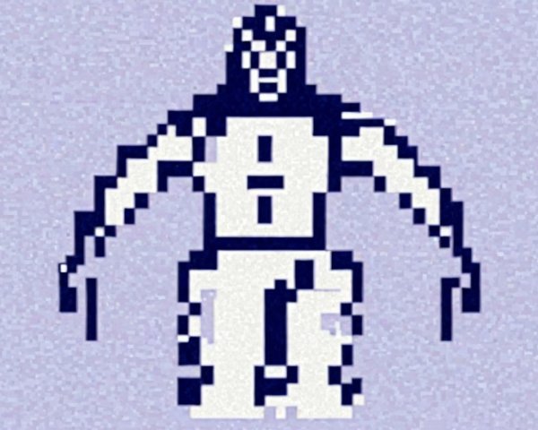 Stylized Pixel Art Humanoid Character in Blue and White