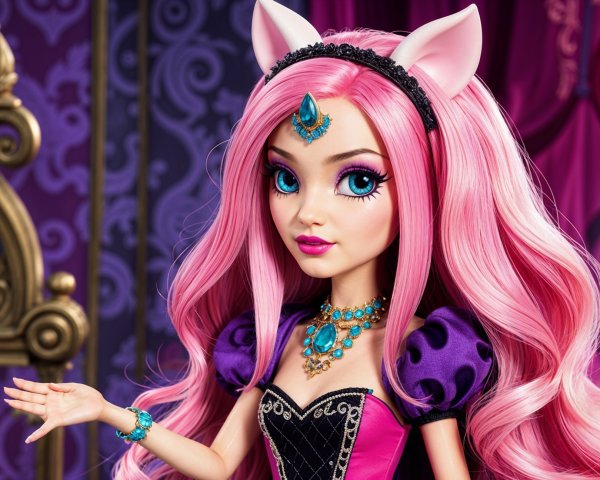 Vibrant Doll with Pink Hair and Regal Outfit