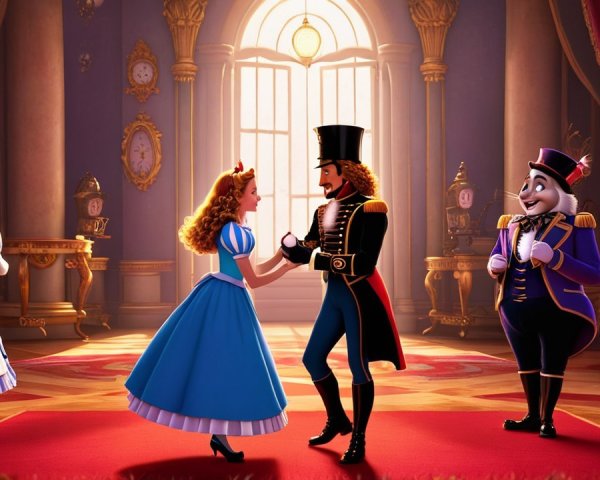 Whimsical Dance Scene in a Colorful Palace Room