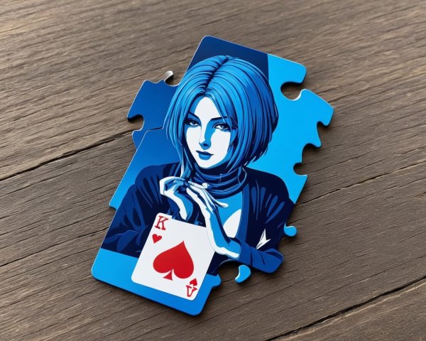 Stylized Illustration of Woman with Playing Cards