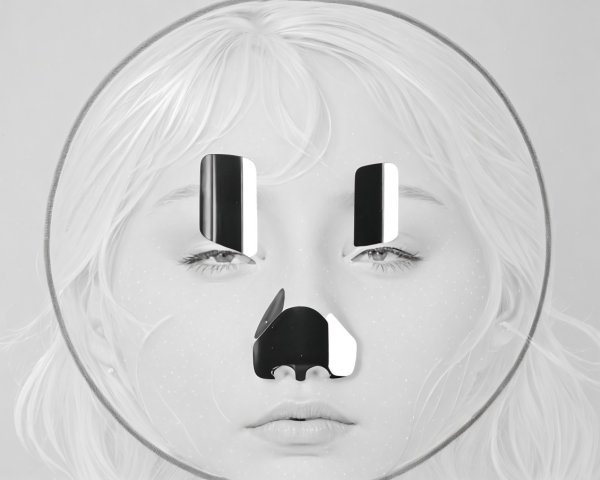 Monochromatic Minimalist Portrait with Abstract Shapes