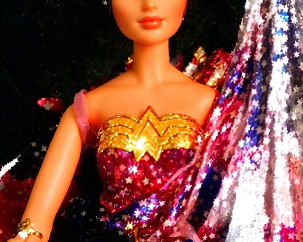 Vibrant Superhero Doll in Sparkling Costume