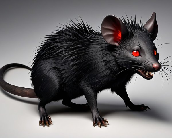 Fierce Anthropomorphic Mouse with Glossy Black Fur