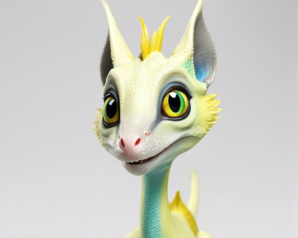 Playful Cartoonish Creature with Long Neck and Spines