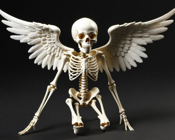 Whimsical Skeletal Figure with Elegant Wings