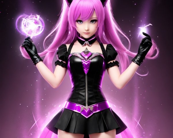 Character Description: Pink Hair and Cat Ears