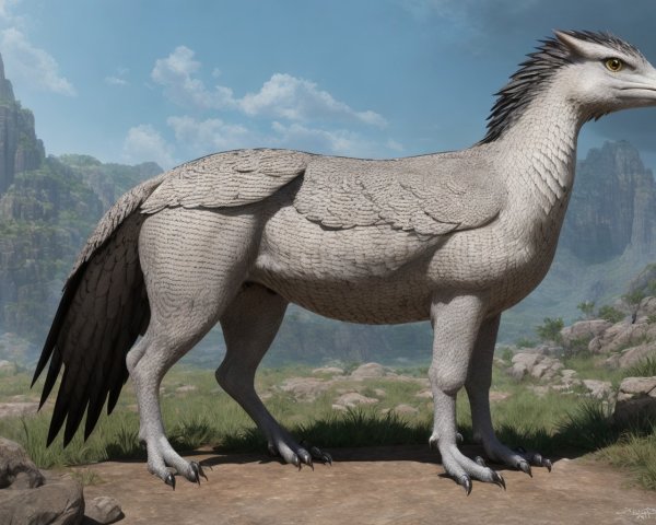 Majestic mythical creature in a vibrant landscape