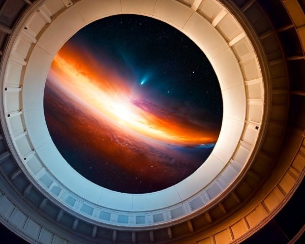 Circular Cosmic Scene in Grand Architectural Structure