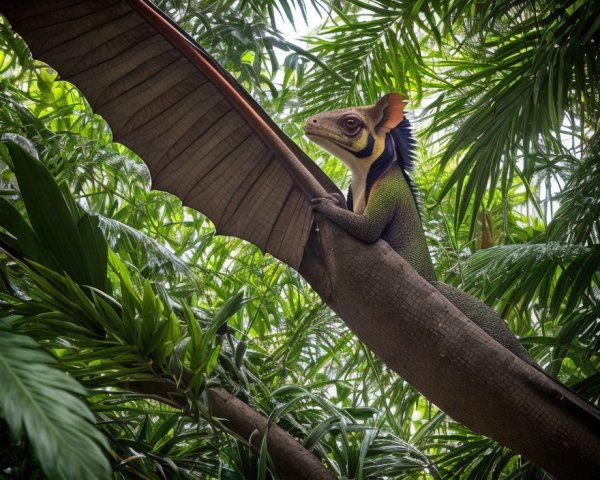 Colorful dragon-like creature in lush jungle setting