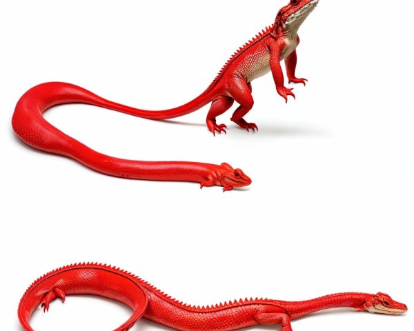 Vibrant Red Lizard-Snake Hybrid Creature Description