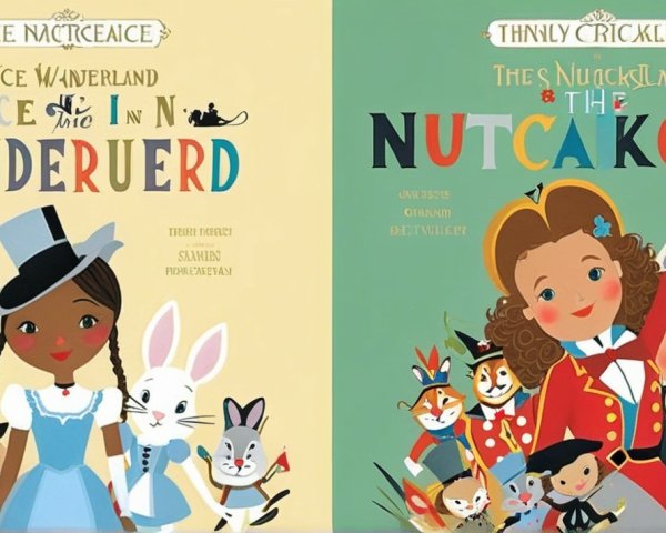 Whimsical Book Covers of Alice in Wonderland and Nutcracker