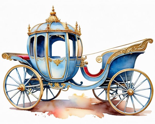 Ornate Light Blue Carriage with Golden Accents