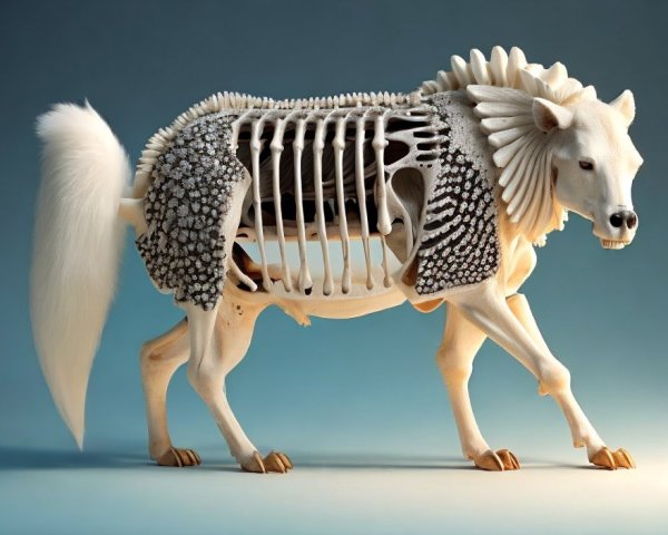 Fantastical Creature with Skeletal and Organic Features