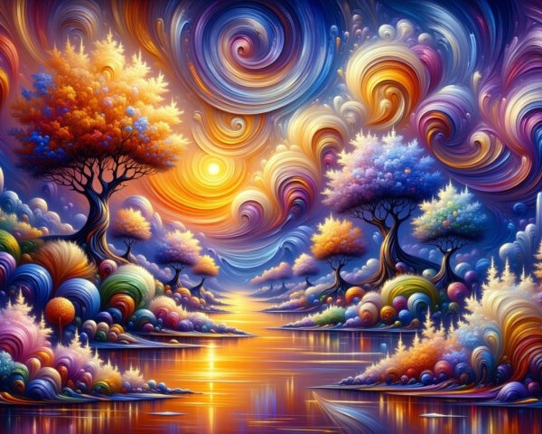 Vibrant Abstract Landscape with Colorful Foliage