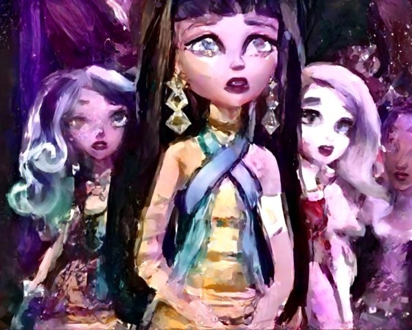Stylized Characters with Large Eyes in Abstract Setting