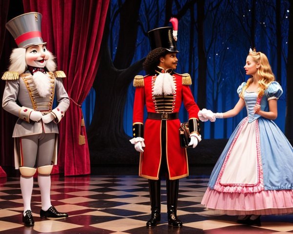 Theatrical Scene with Ballet Dancer and Nutcracker Figure