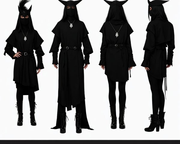 Mysterious Figure in Dramatic All-Black Outfit