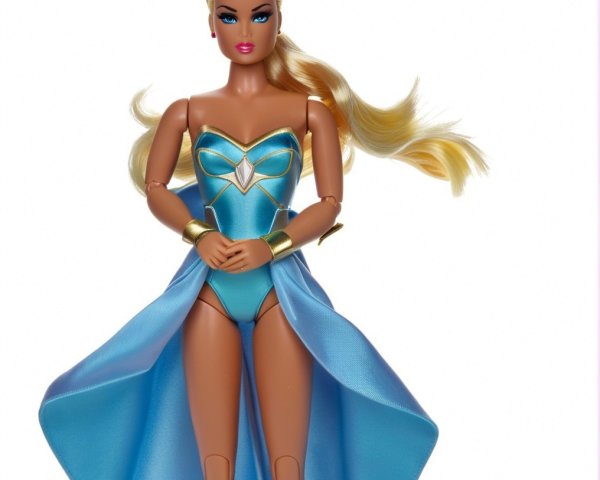 Fashion Doll in Elegant Blue Outfit with Cape