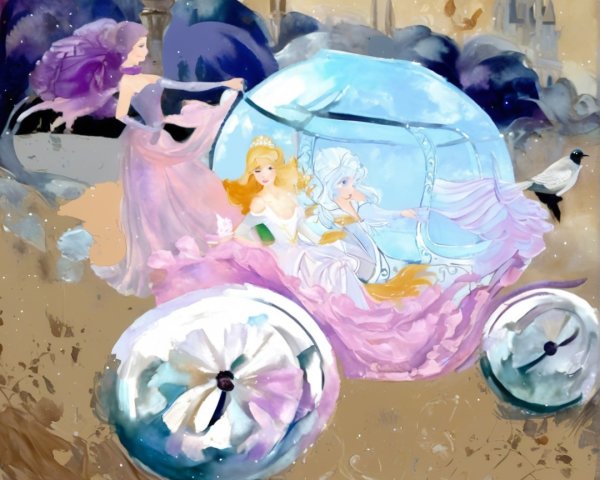Three Princesses in a Magical Carriage Scene