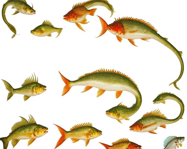 Vibrant Illustration of Diverse Fish Species and Colors