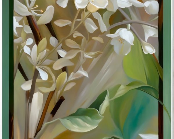 Delicate White Flowers Against Lush Green Leaves