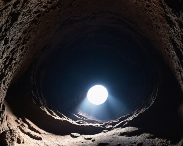 Circular Well with Illuminated Rocky Walls