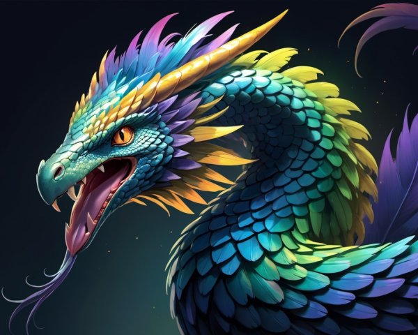 Vibrant Dragon with Iridescent Scales and Fierce Eyes