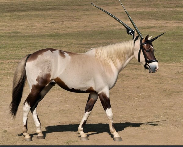 Mythical creature with horse body and unicorn horn