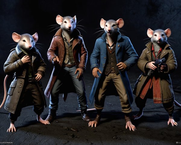 Stylish Anthropomorphic Mice in Rugged Adventure Clothing