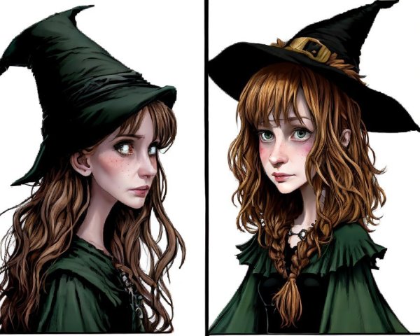 Portraits of a Young Witch with Varying Styles
