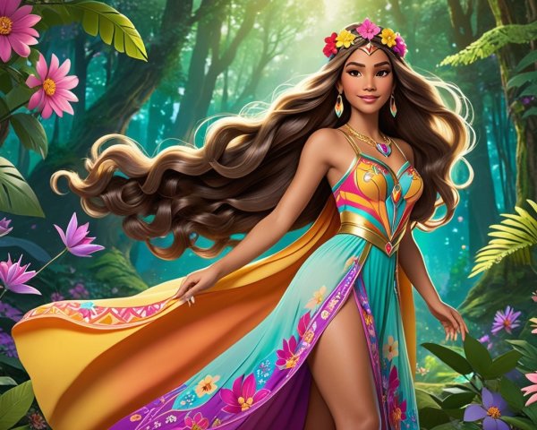 Animated Character in Colorful Forest Setting