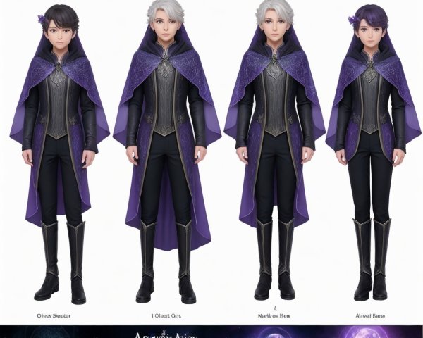 Fantasy Characters in Dark and Purple Attire