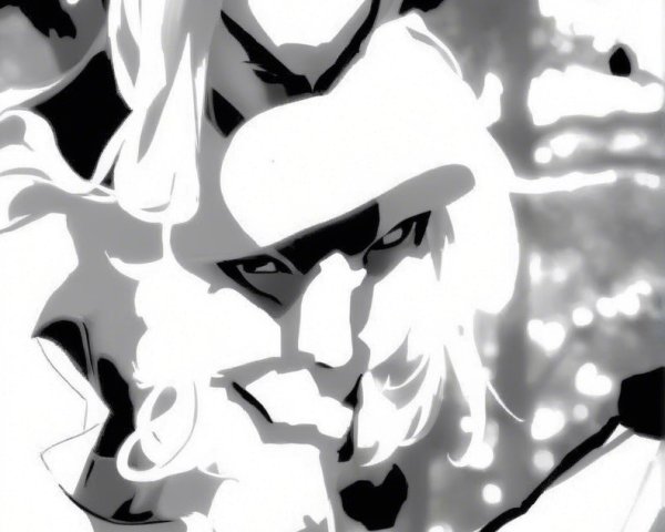 Monochromatic Character with Long Hair and Beard