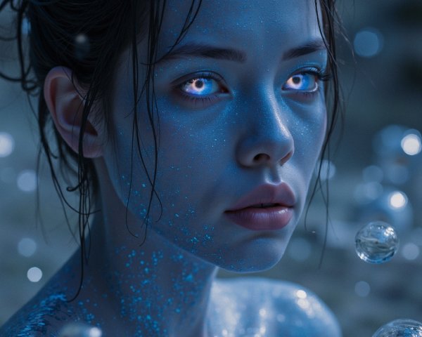 Close-Up Portrait of a Young Woman with Blue Eyes