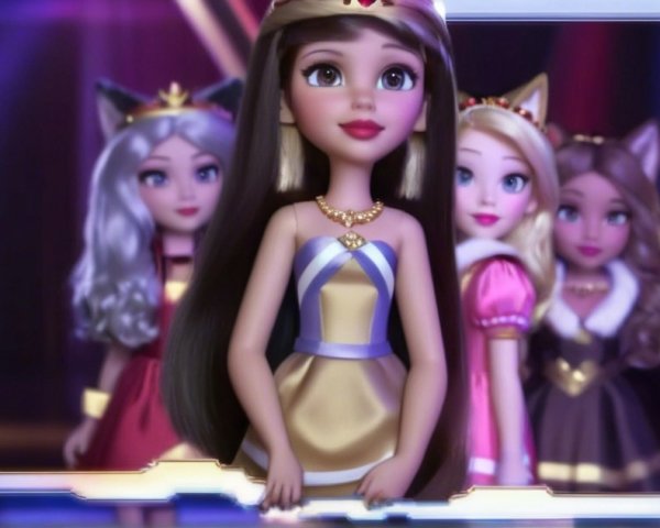 Vibrant Scene of Animated Dolls in Colorful Setting