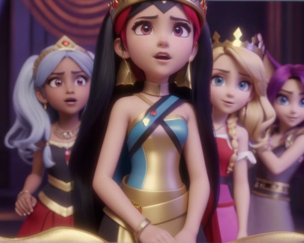 Animated Princesses in Royal Setting with Emotions