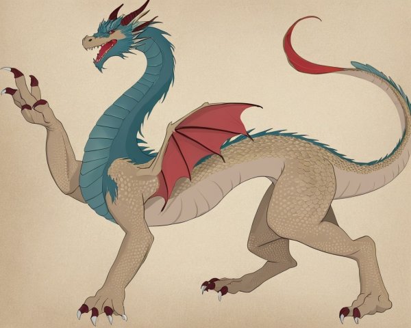 Majestic dragon with vibrant colors and fierce features