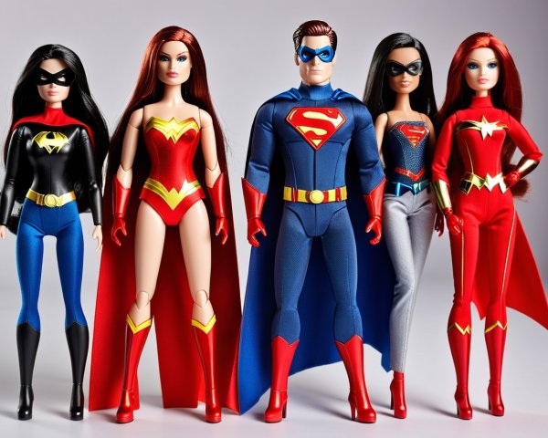 Superhero Dolls Displayed in Colorful Costumes